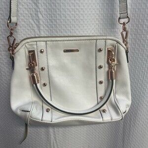 Rebecca Minkoff Mini Cupid White Leather Satchel W/ Rose Gold Hardware Crossbody